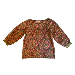 Ann Taylor Loft Women’s Salmon Pink/Multi-Color Blouse (Small)